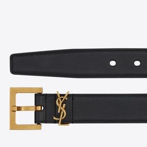 MONOGRAM BELT WITH SQUARE BUCKLE IN SMOOTH LEATHER